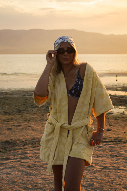 Short Towel Robe - Sunwashed Yellow