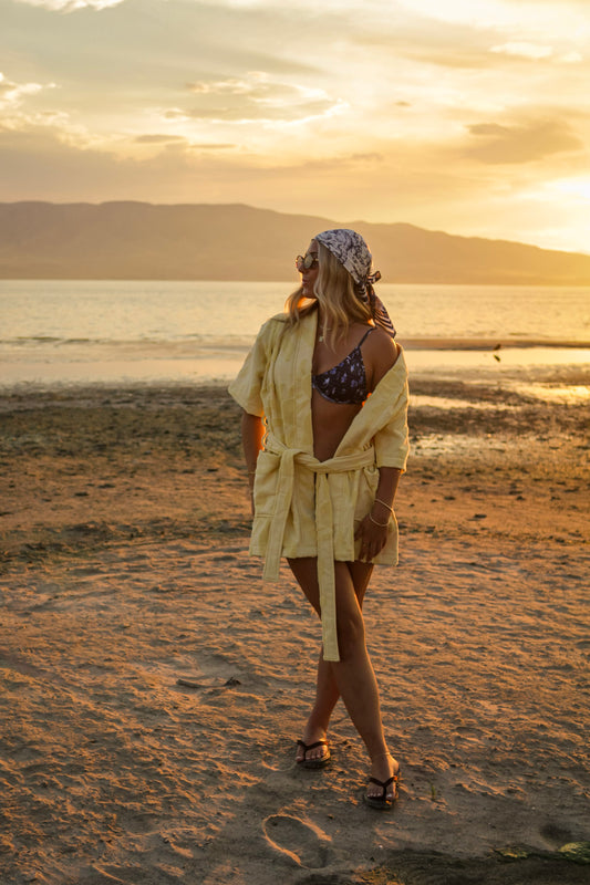 Short Towel Robe - Sunwashed Yellow