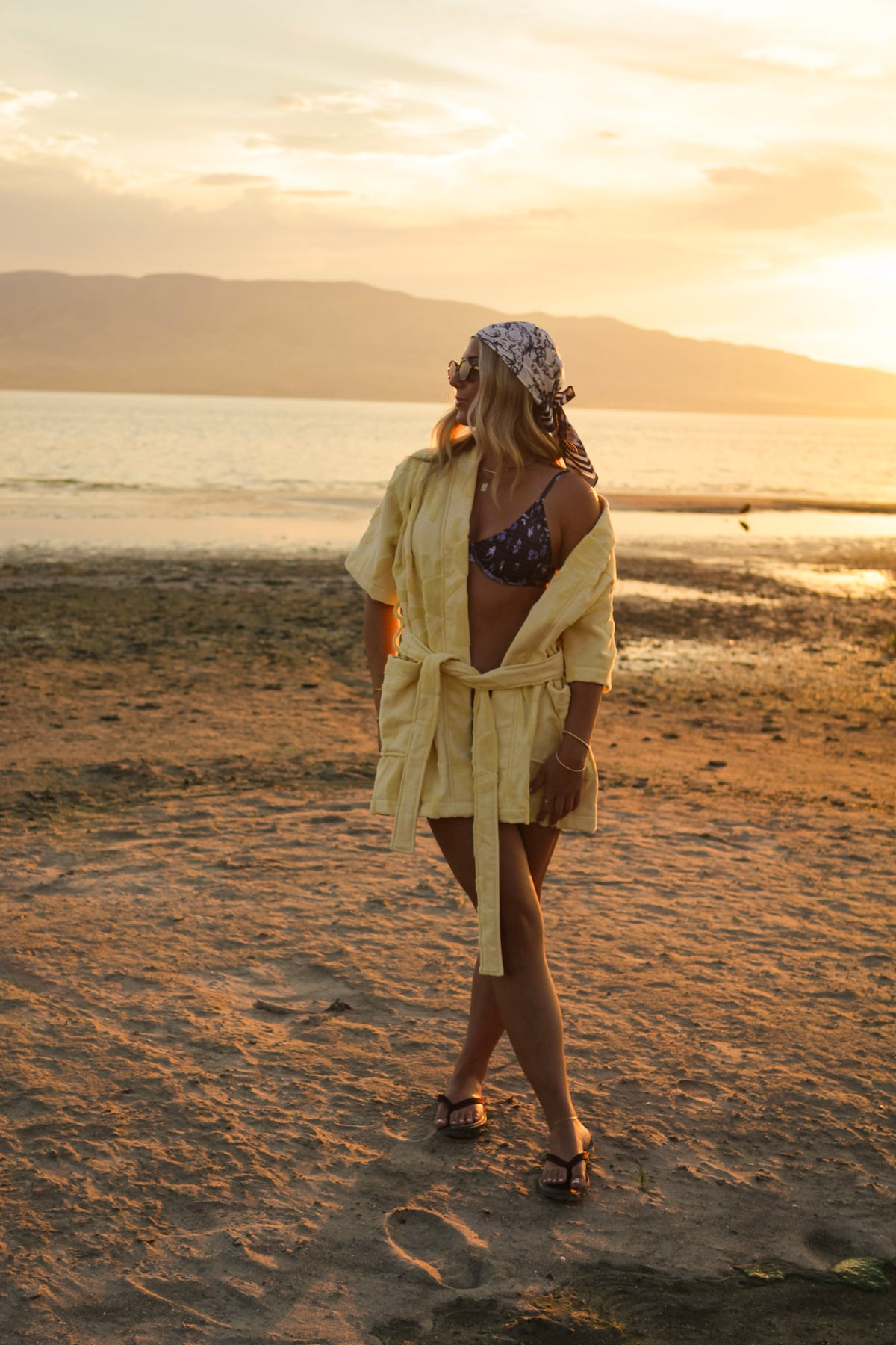 Short Towel Robe - Sunwashed Yellow