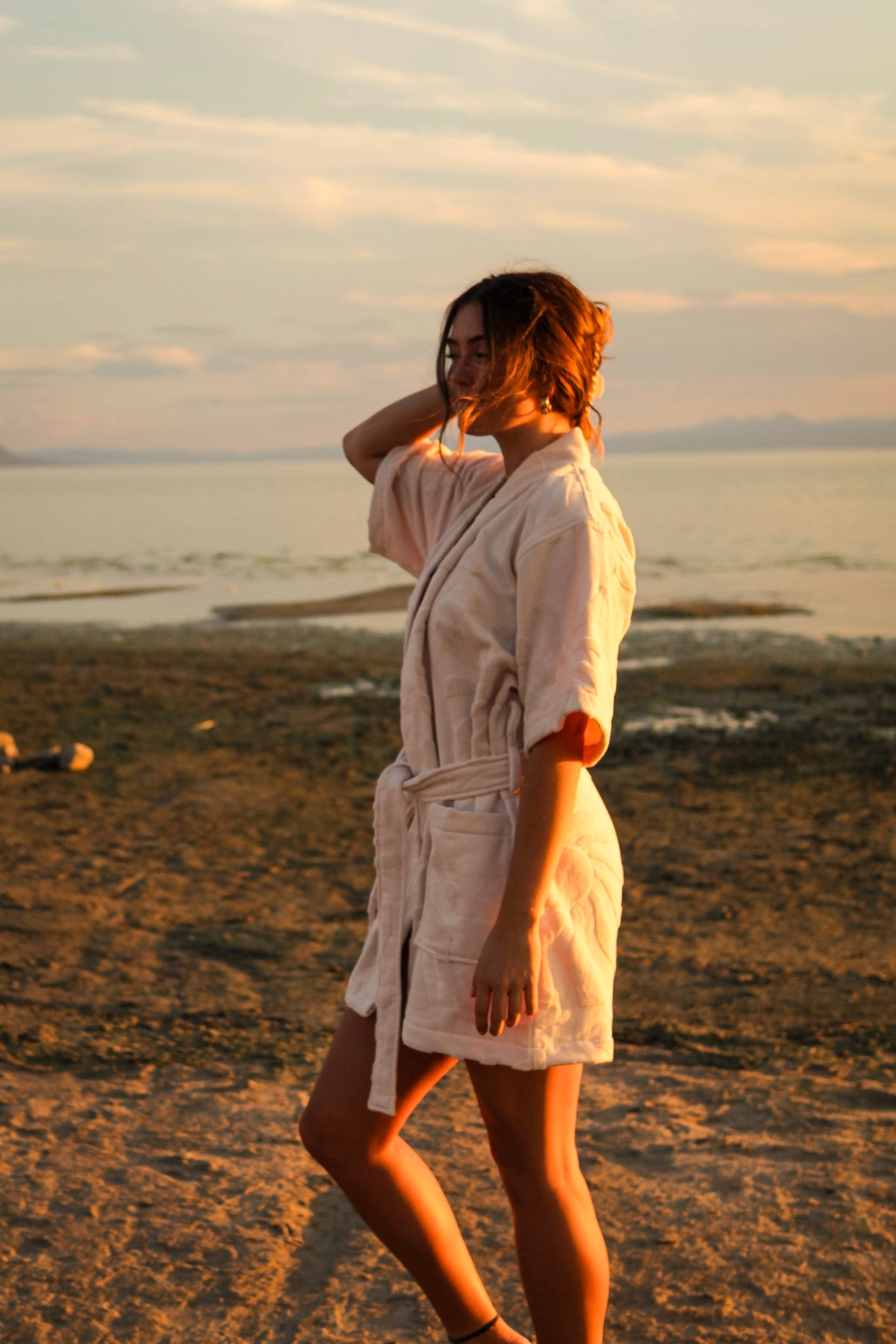 Short Towel Robe - Sandwashed White