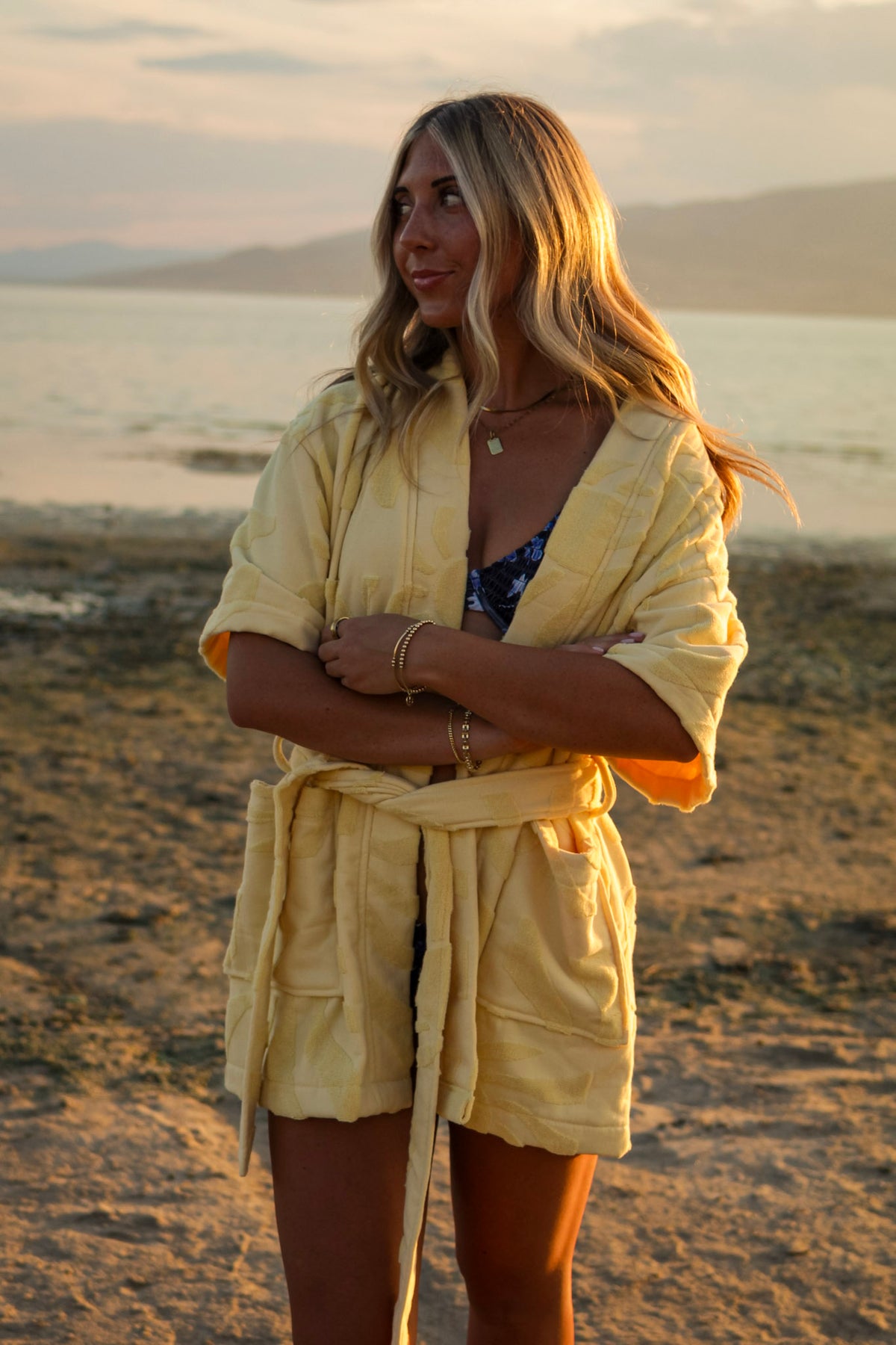 Short Towel Robe - Sunwashed Yellow