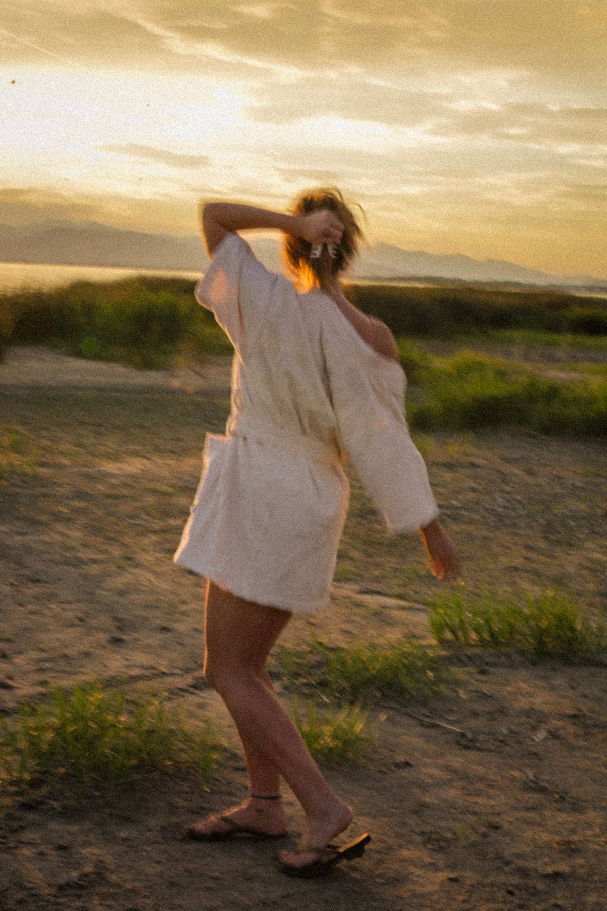 Short Towel Robe - Sandwashed White