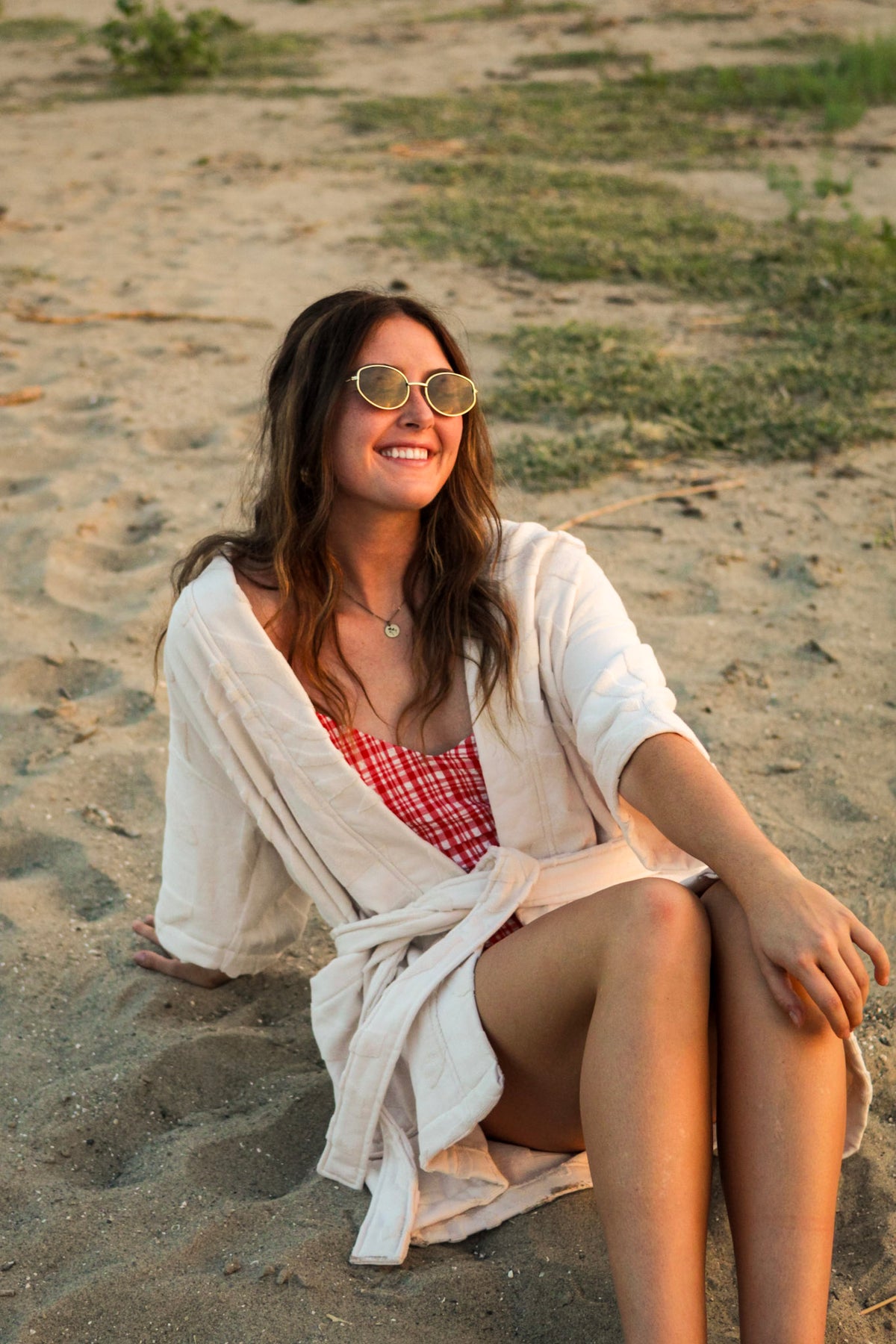 Short Towel Robe - Sandwashed White